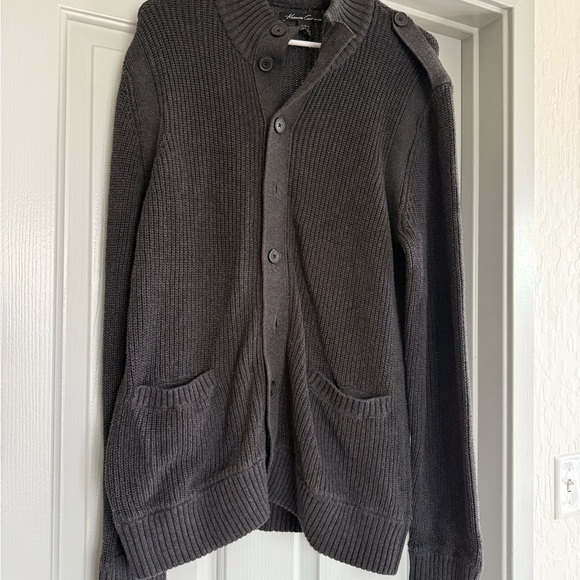 Kenneth Cole New York Gray Cardigan Sweater with Shawl Collar - Picture 1 of 7